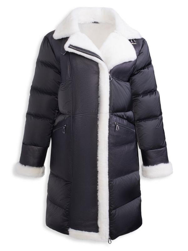 пальто утепленное из хлопка с контрастной отделкой Пуховик made for generation с отделкой из овчины WOLFIE FURS Black