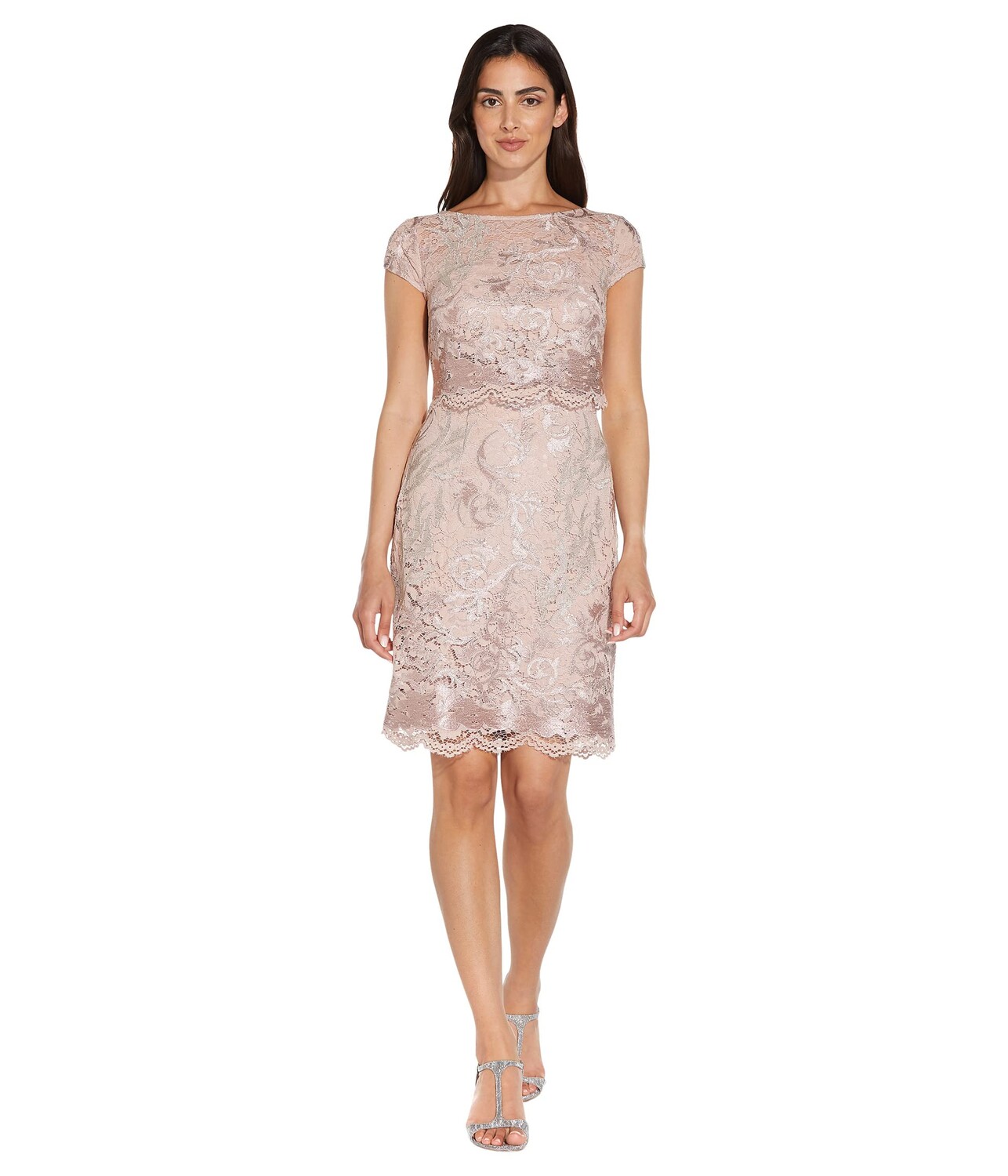 

Платье Adrianna Papell, Cap Sleeve Embroidered Lace Dress