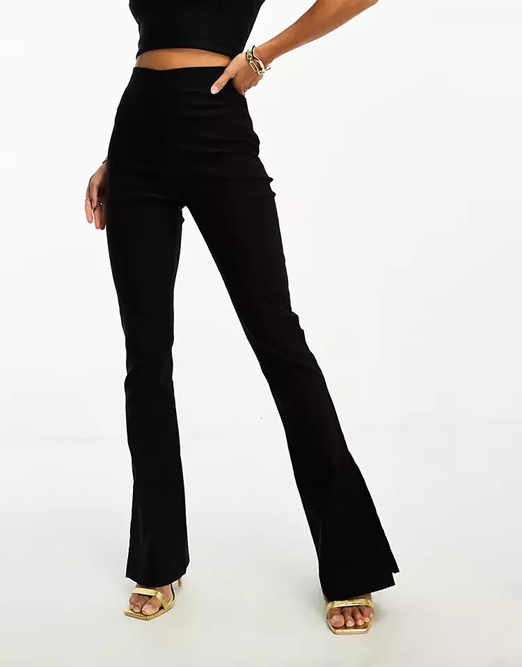

Черные расклешенные брюки с завышенной талией Vesper Petite, черный
