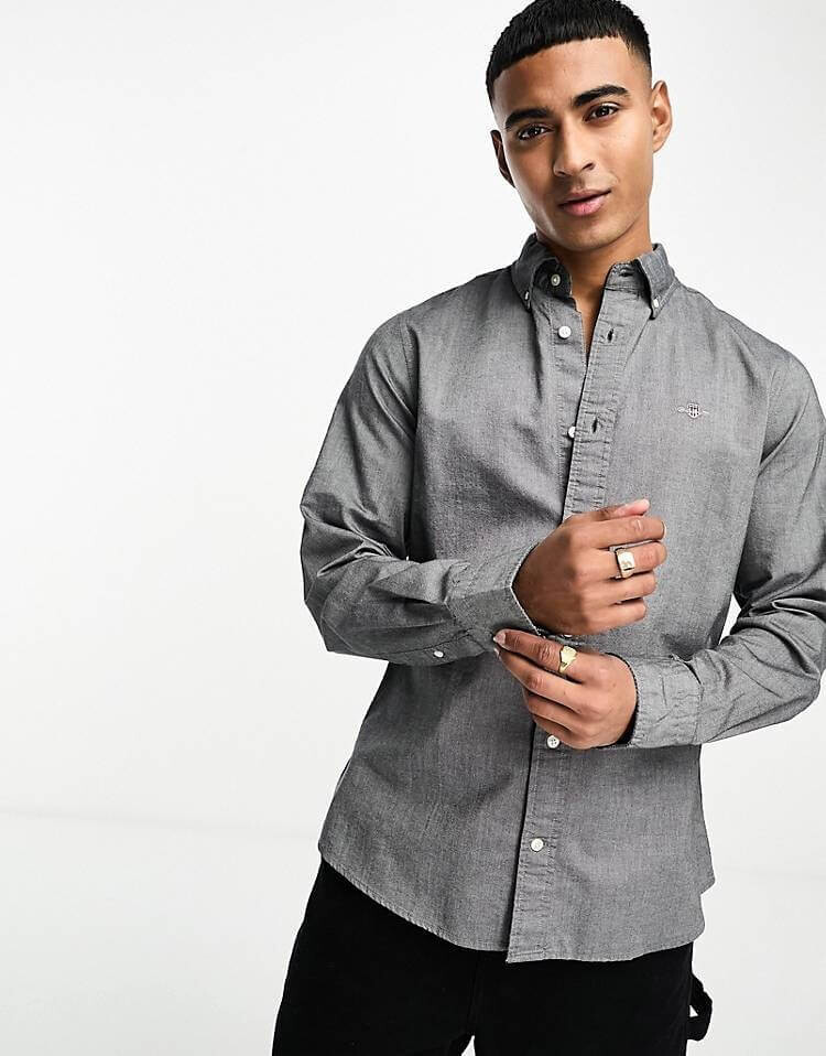 

Рубашка Gant Icon Logo Slim Fit Oxford, черный
