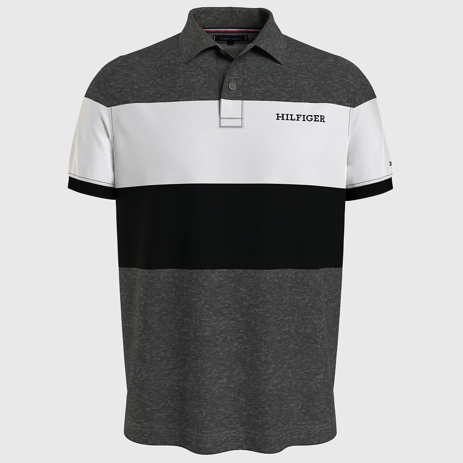 

Футболка-поло Tommy Hilfiger Regular Fit Colorblock Flag, серый/белый/черный