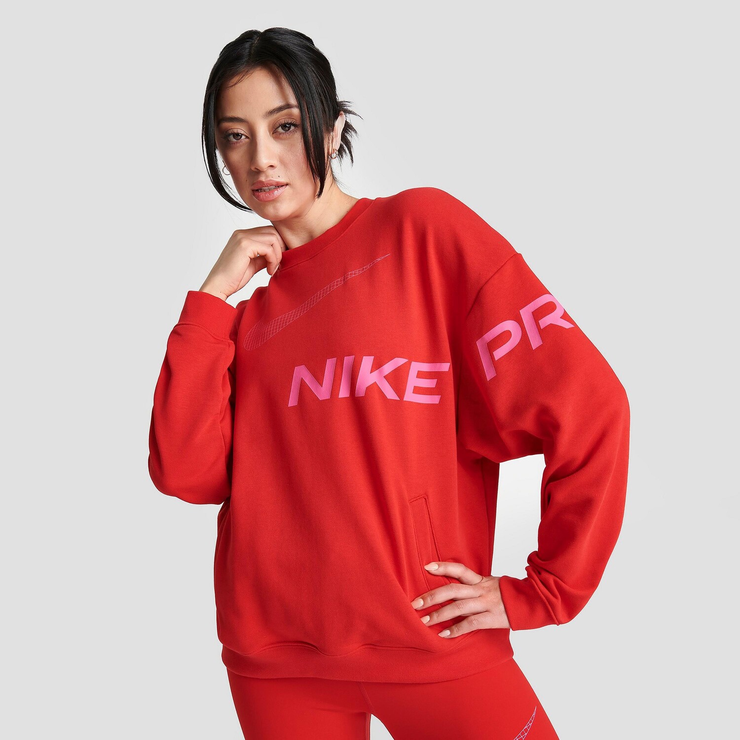 

Женская толстовка с круглым вырезом Nike Dri-FIT Get Fit Pro, красный