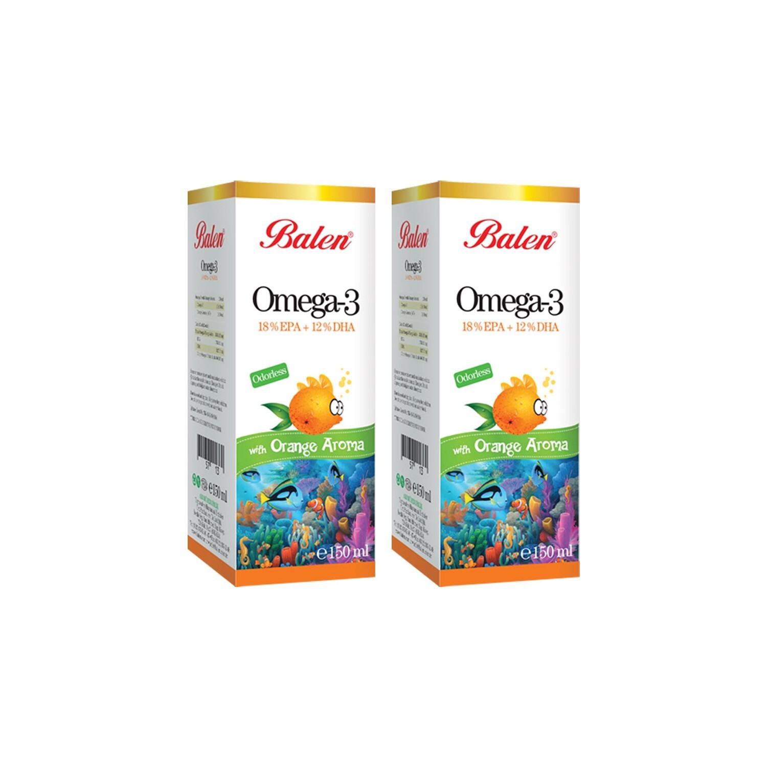 

Рыбий жир Balen Omega-3 со вкусом апельсина, 2 упаковки