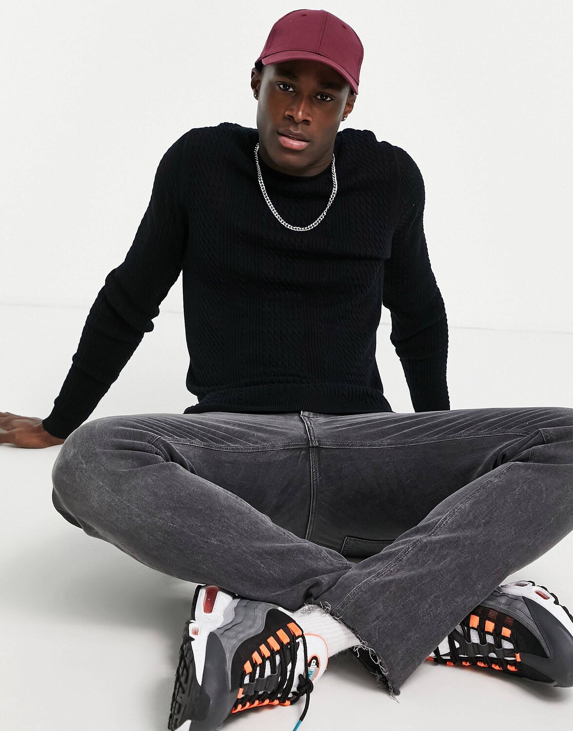 

Черный легкий джемпер фактурной вязки ASOS DESIGN