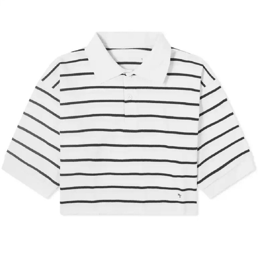 

Футболка Hommegirls Cropped Ss Stripe Pique Polo, черный/белый