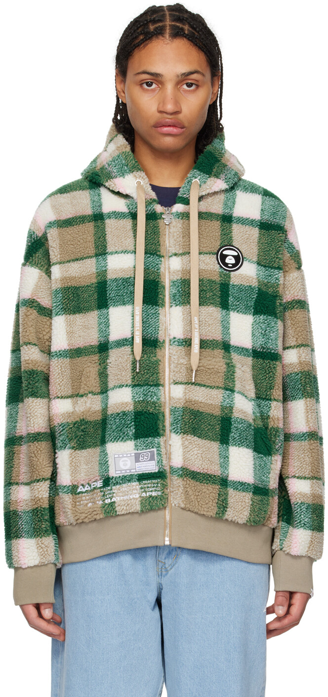 

Бежево-зеленая модная куртка AAPE by A Bathing Ape