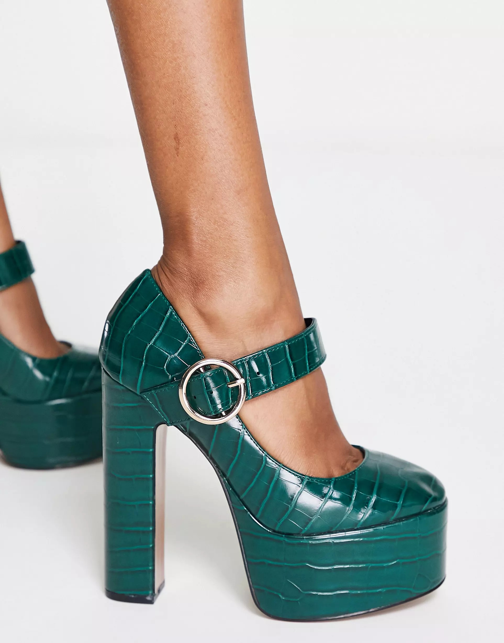 Туфли Asos Design Preppy Mary Jane Platform High, зеленый женские туфли с кристаллами aiyuqi туфли мэри джейн в корейском стиле лоферы из натуральной кожи на платформе осень 2022