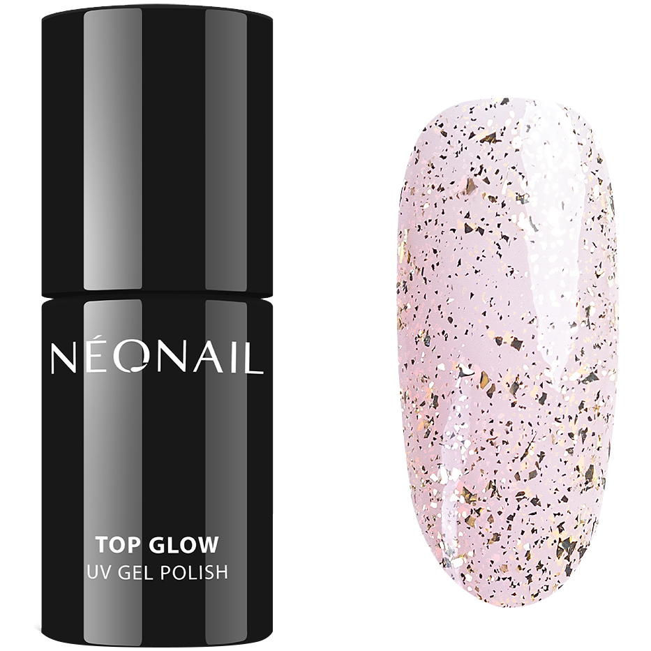 цена Neonail Top Glow Gold Flakes гибридное верхнее покрытие для лаков для ногтей, 7,2 мл
