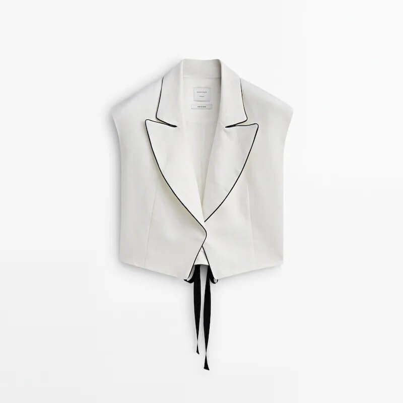 

Жилет Massimo Dutti Linen With Contrast Detail - Studio, белый