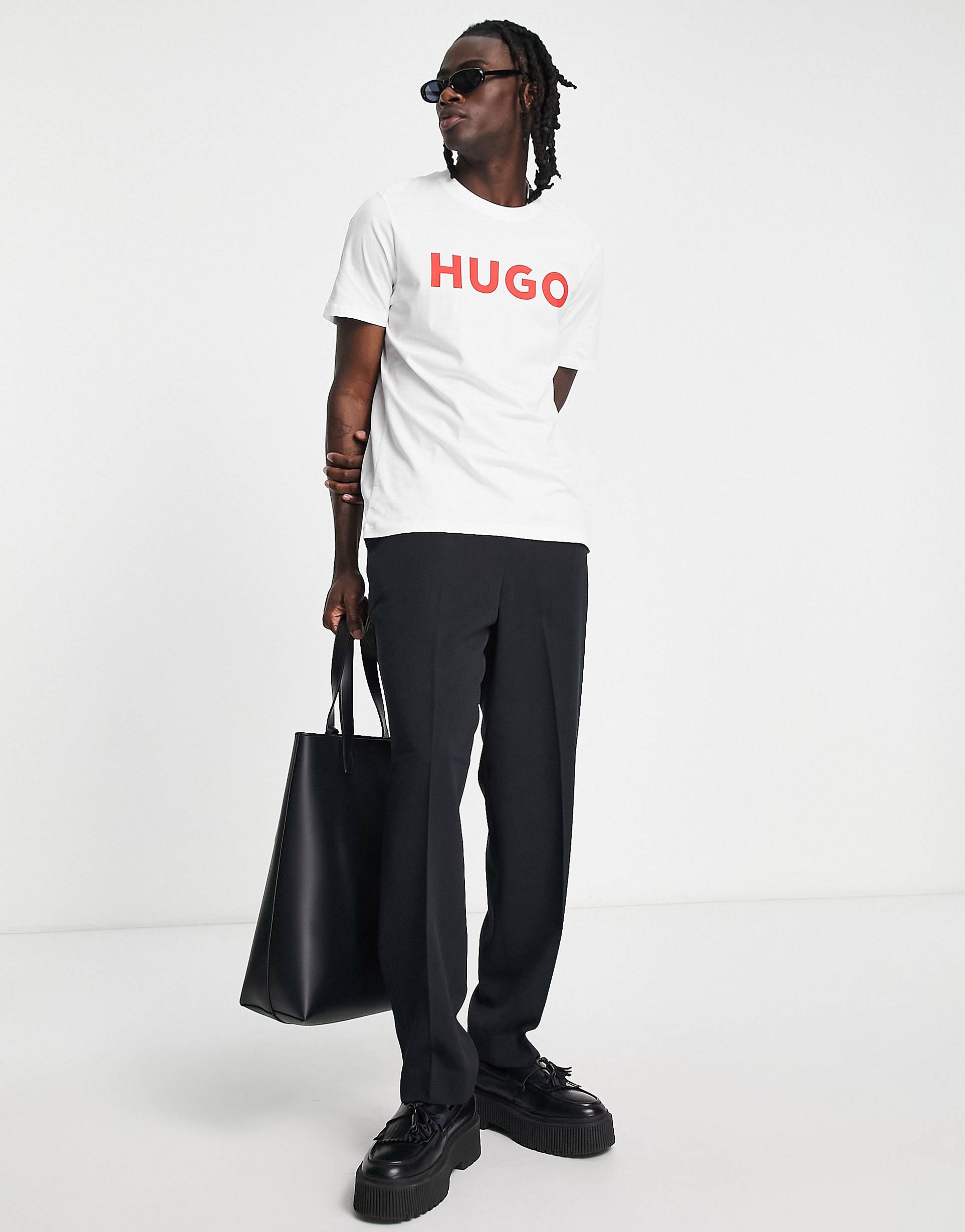 Футболка Hugo Dulivio Logo With Red Logo, белый бежевая свободная футболка унисекс hugo dulivio hugo red