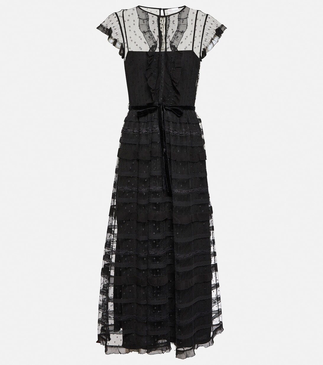 

Платье миди из тюля "пуэн-деспри" REDVALENTINO, черный