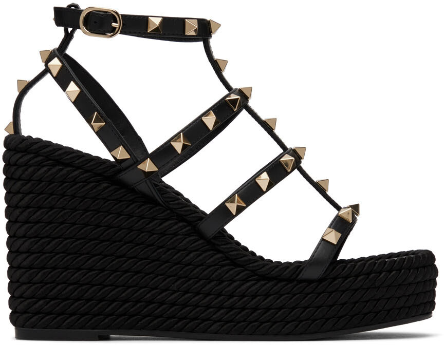 

Черные босоножки на танкетке Rockstud Valentino Garavani