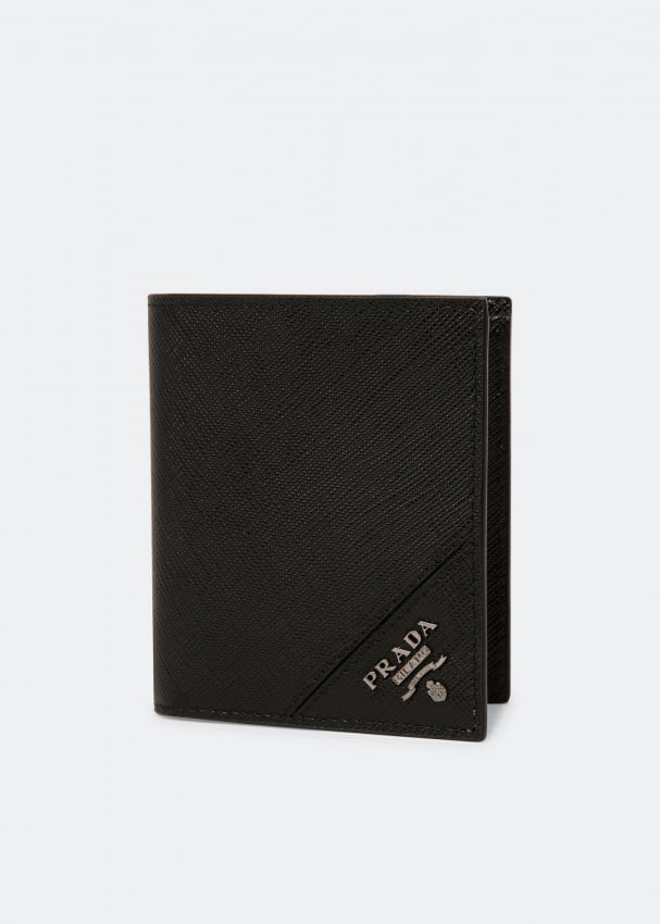 Кошелек PRADA Saffiano leather wallet, черный кошелек leather snake wallet rassvet зеленый
