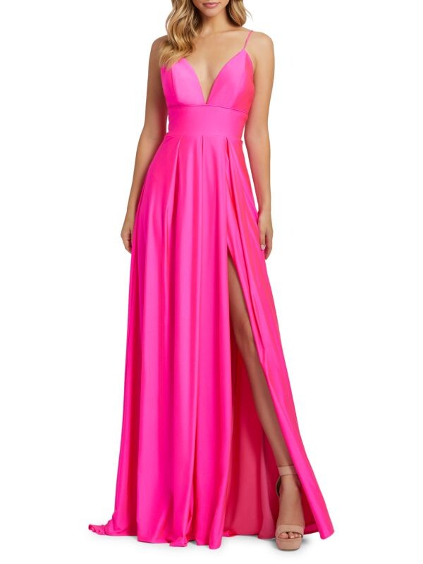 

Платье с глубоким вырезом Mac Duggal Electric pink