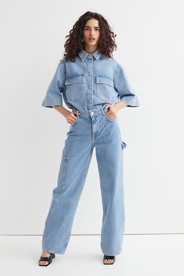 

Джинсы прямого кроя H&M, синий деним