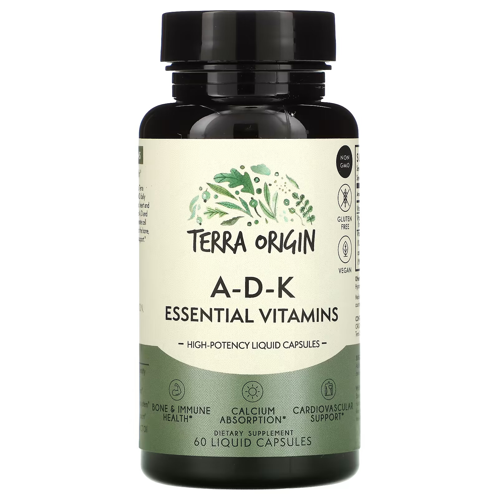 Terra Origin, ADK Essential Vitamins, 60 жидких капсул terra origin здоровый эстроген и менопауза 60 капсул