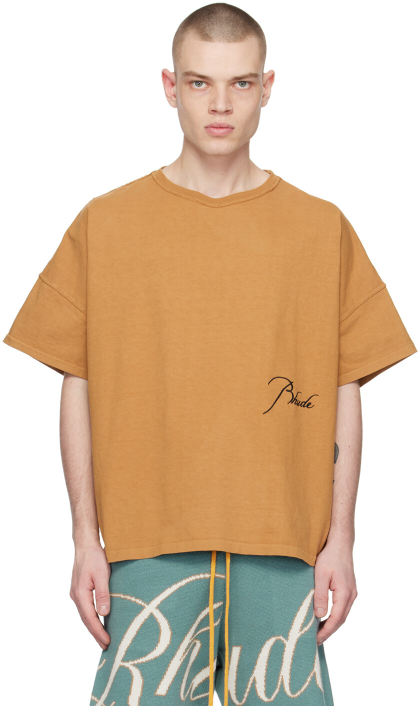 

Светло-коричневая футболка с выворотом Rhude