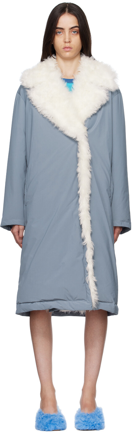 

SSENSE Эксклюзивная синяя длинная пуховая куртка Yves Salomon, Синий