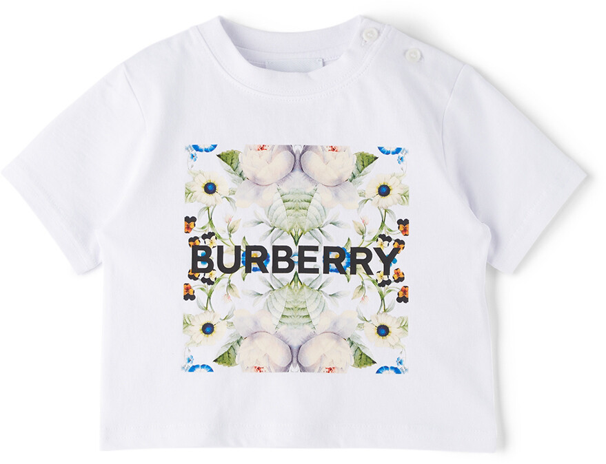 

Белая футболка с принтом Baby Montage Burberry