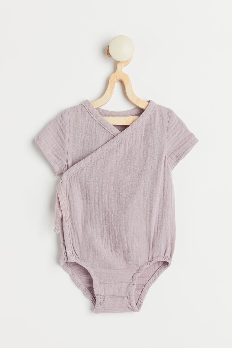 

Хлопковое боди с запахом H&M, светло-фиолетовый