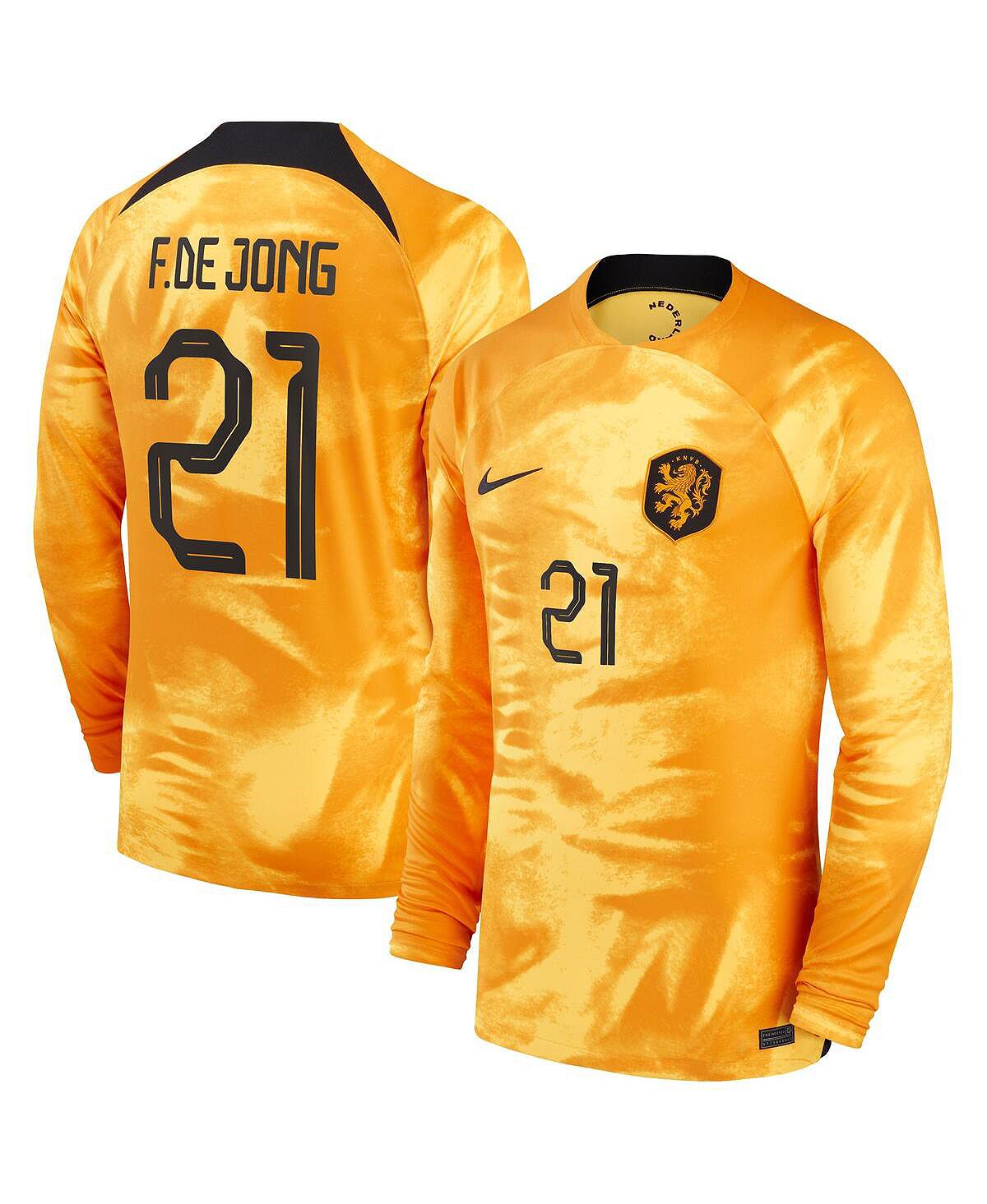 Футболка Nike Men's Frenkie de Jong Orange Netherlands National Team 2022/23, желтый/черный