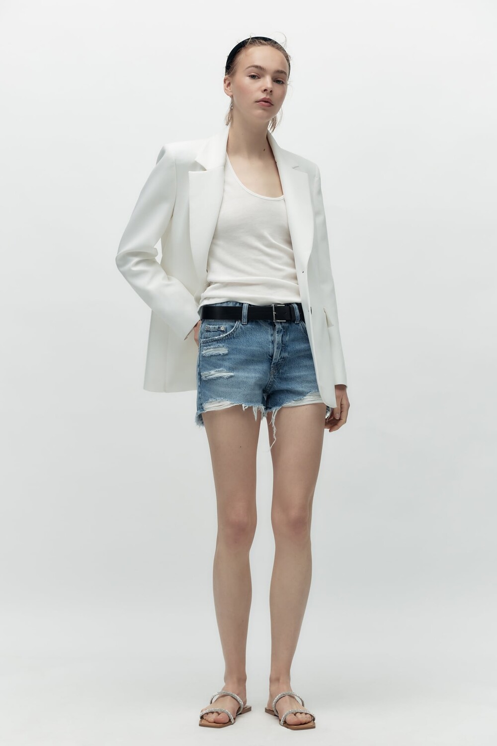 

Плоские сандалии с блестящими ремешками ZARA, серебряный