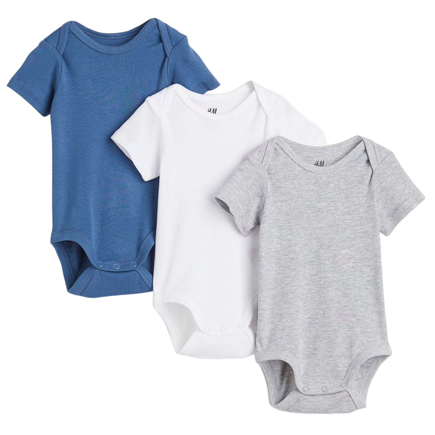 

Комплект боди H&M Short-sleeved, 3 штуки, синий/белый/серый