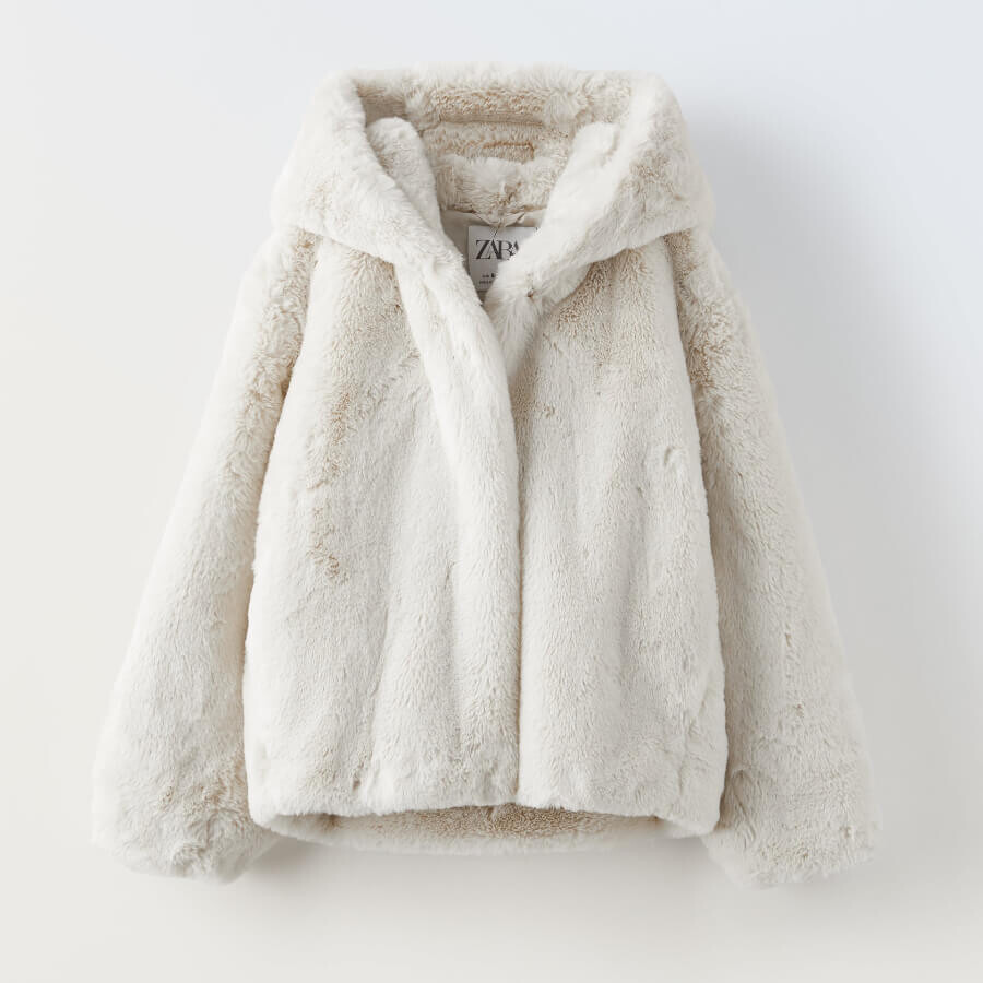 

Куртка для девочки Zara Faux Fur, экрю