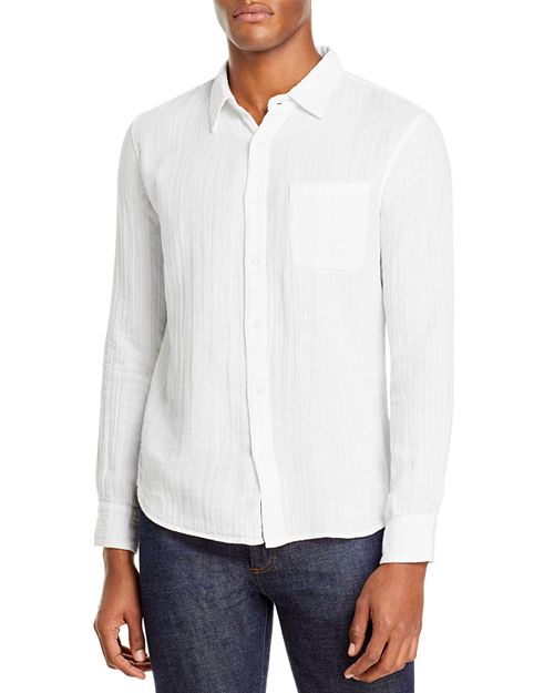 Рубашка на пуговицах классического кроя из тканого газа Elton Velvet by Graham & Spencer, цвет White