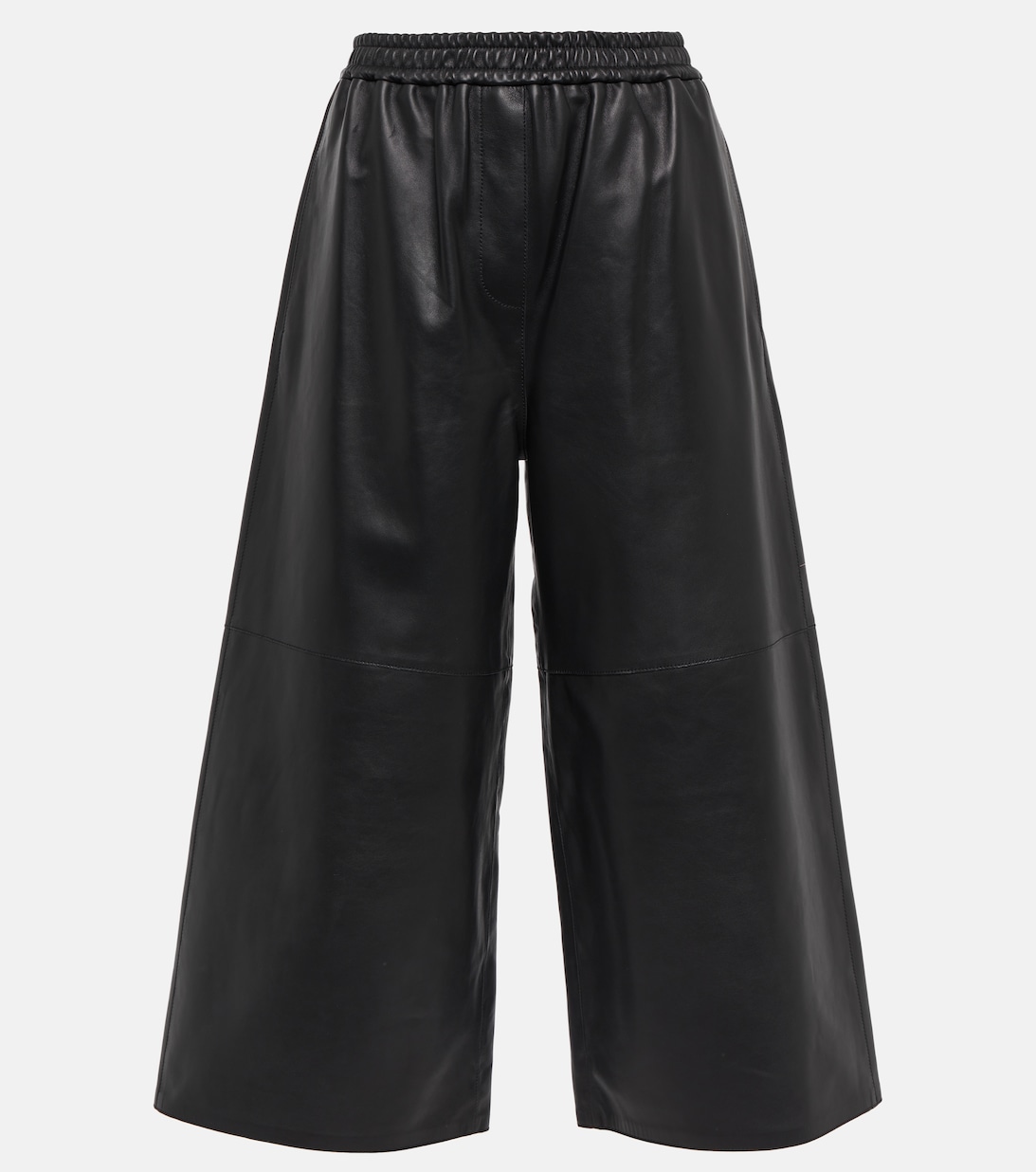 Кожаные укороченные брюки LOEWE, черный