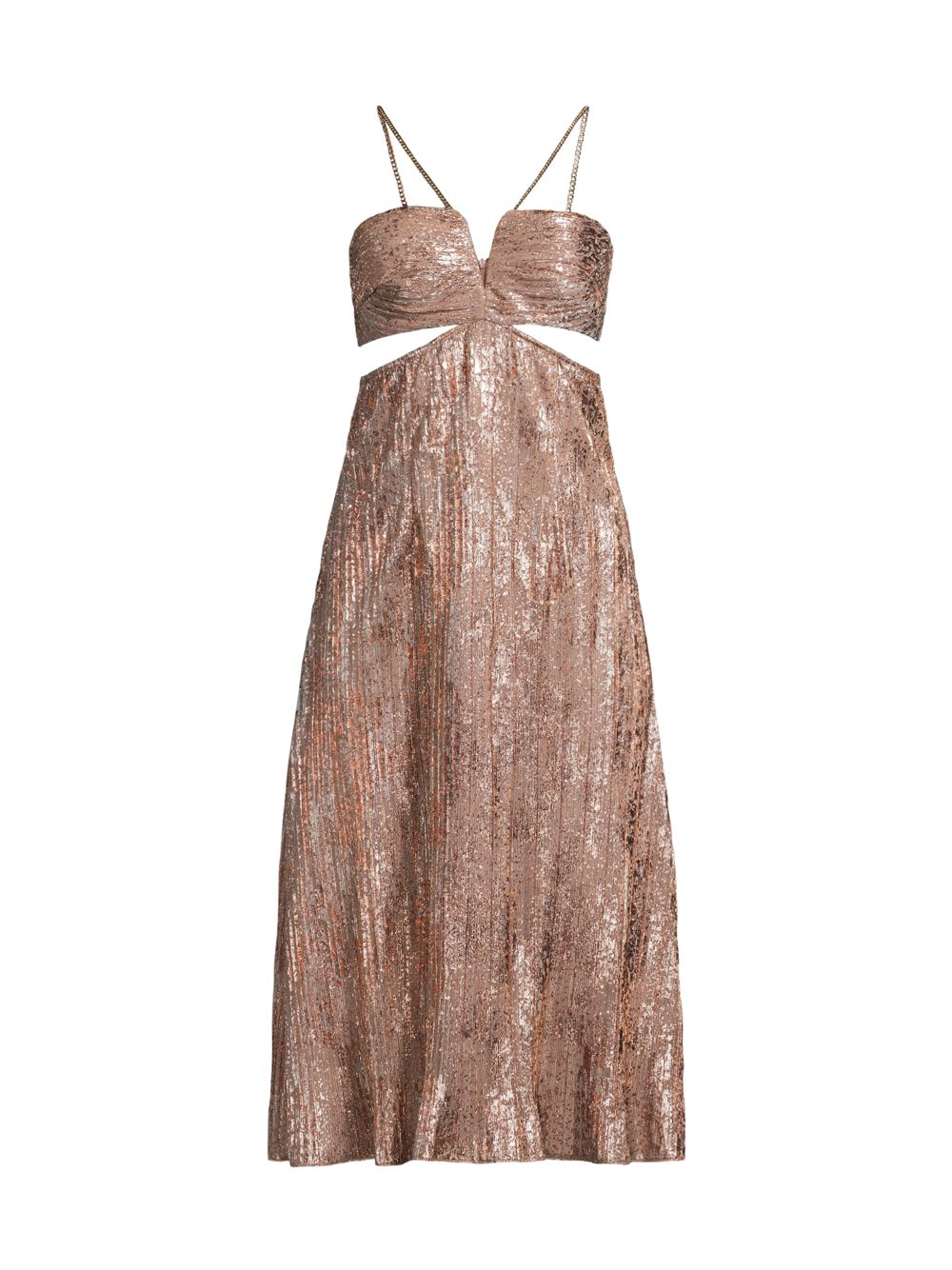 Платье миди с вырезами из фольги Liv Foster, золотой