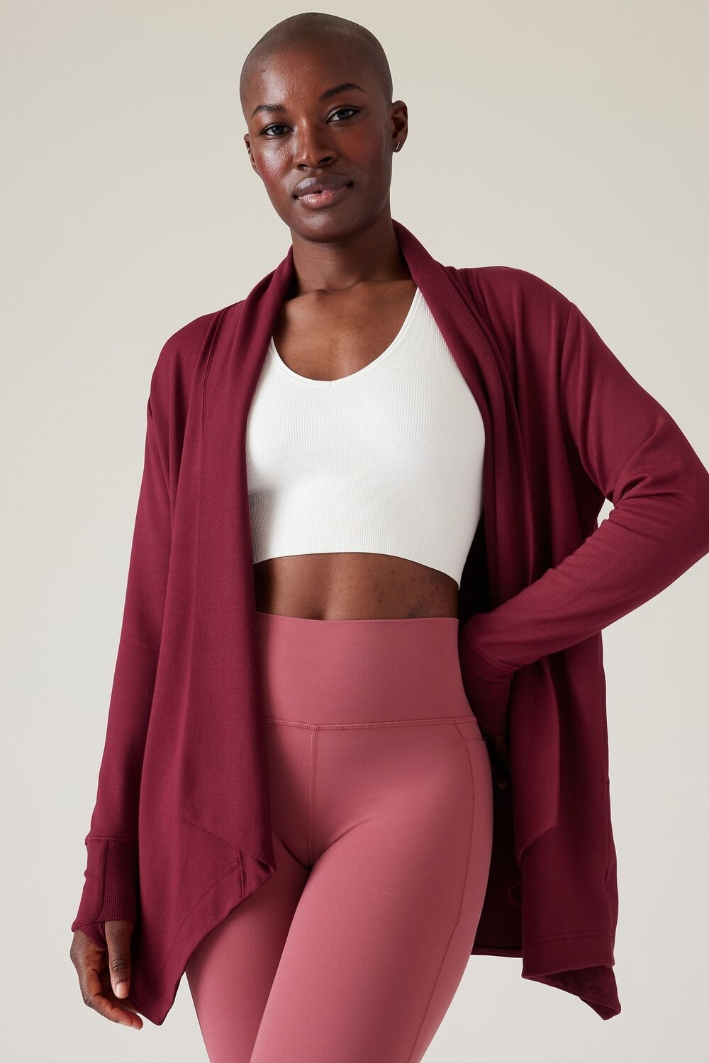 

Длинный кардиган выреза-конверта Athleta, красный