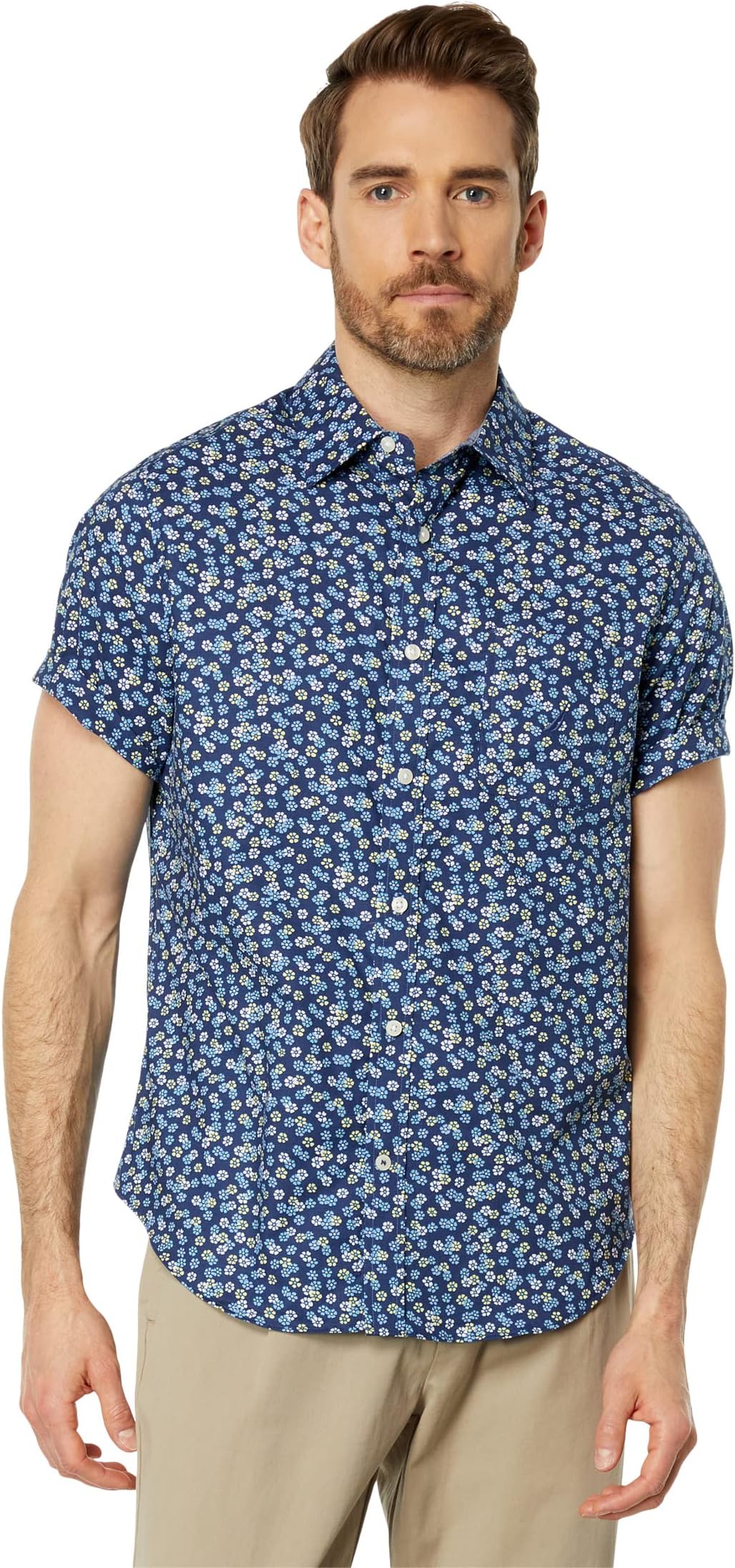 Рубашка с коротким рукавом с принтом, изготовленная из экологически чистых материалов Nautica, цвет Estate Blue