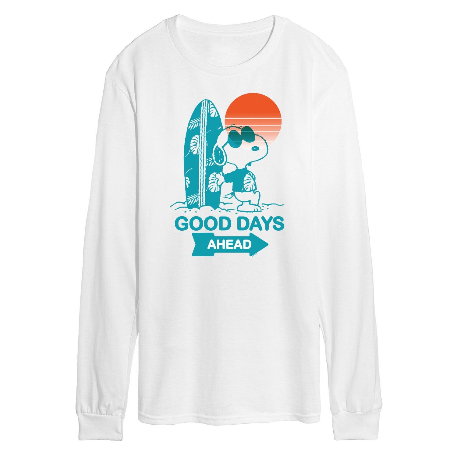 

Мужская футболка с длинными рукавами и рисунком Peanuts Good Days Ahead Licensed Character