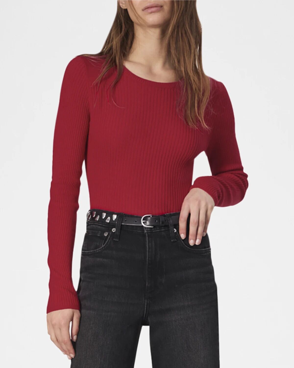 

Свитер Audrina в рубчик с круглым вырезом Rag & Bone, цвет Offwht