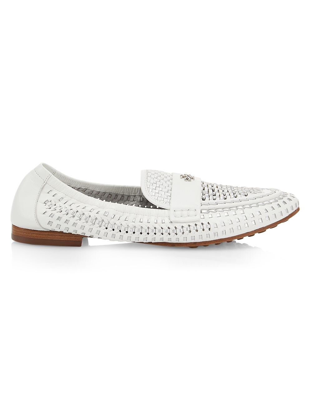 

Плетеные кожаные балетки Tory Burch, серебряный