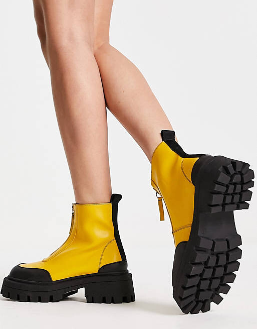 

Желтые осенние ботинки на молнии с квадратным носком ASOS DESIGN