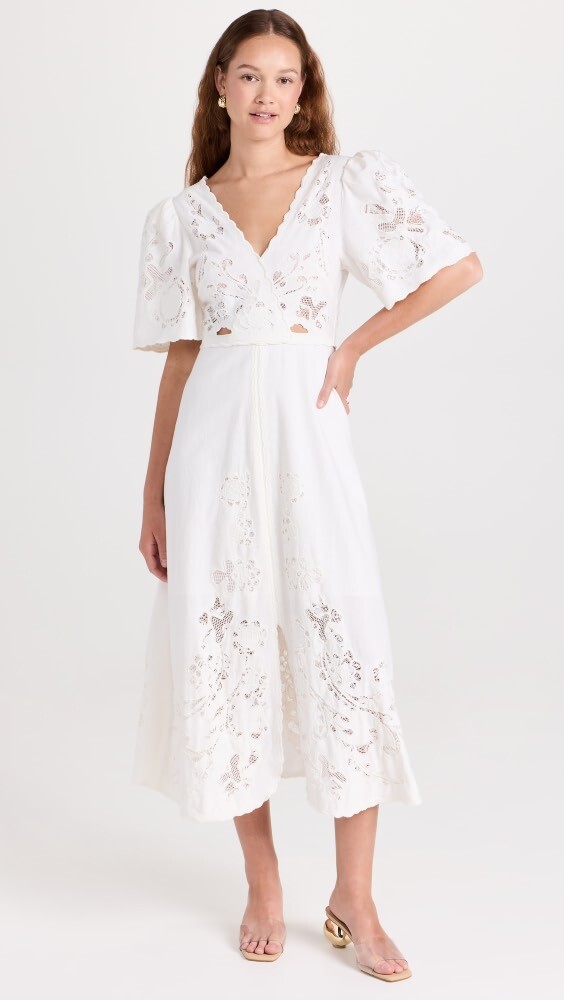 

Платье Sea Baylin Lace Puff Sleeve, кремовый