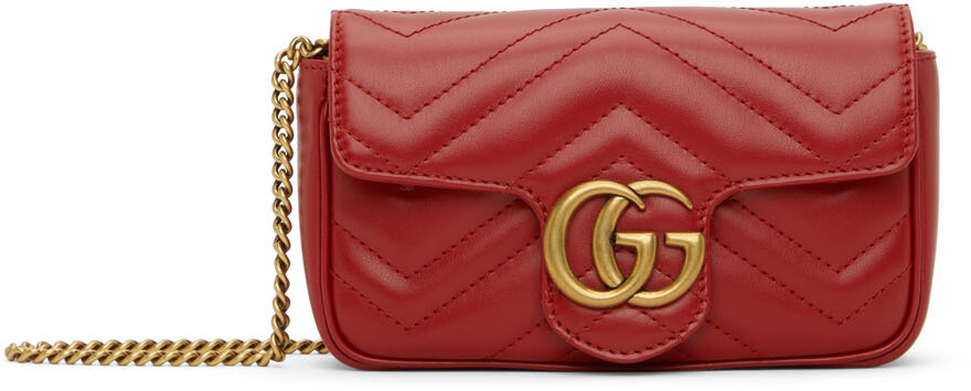 

Красная сумка Super Mini GG Marmont Matelassé Gucci