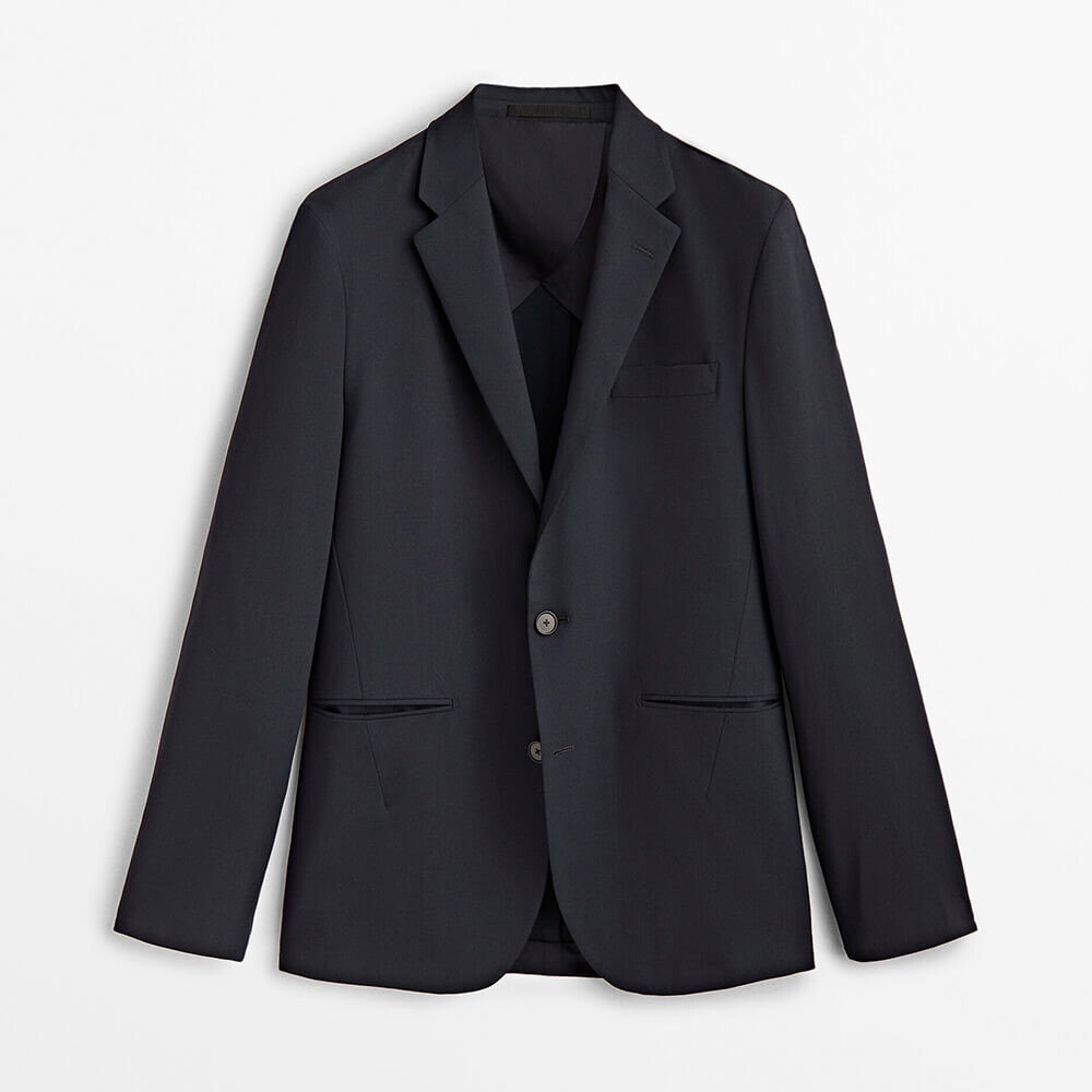

Костюмный пиджак из смесовой шерсти Massimo Dutti, синий