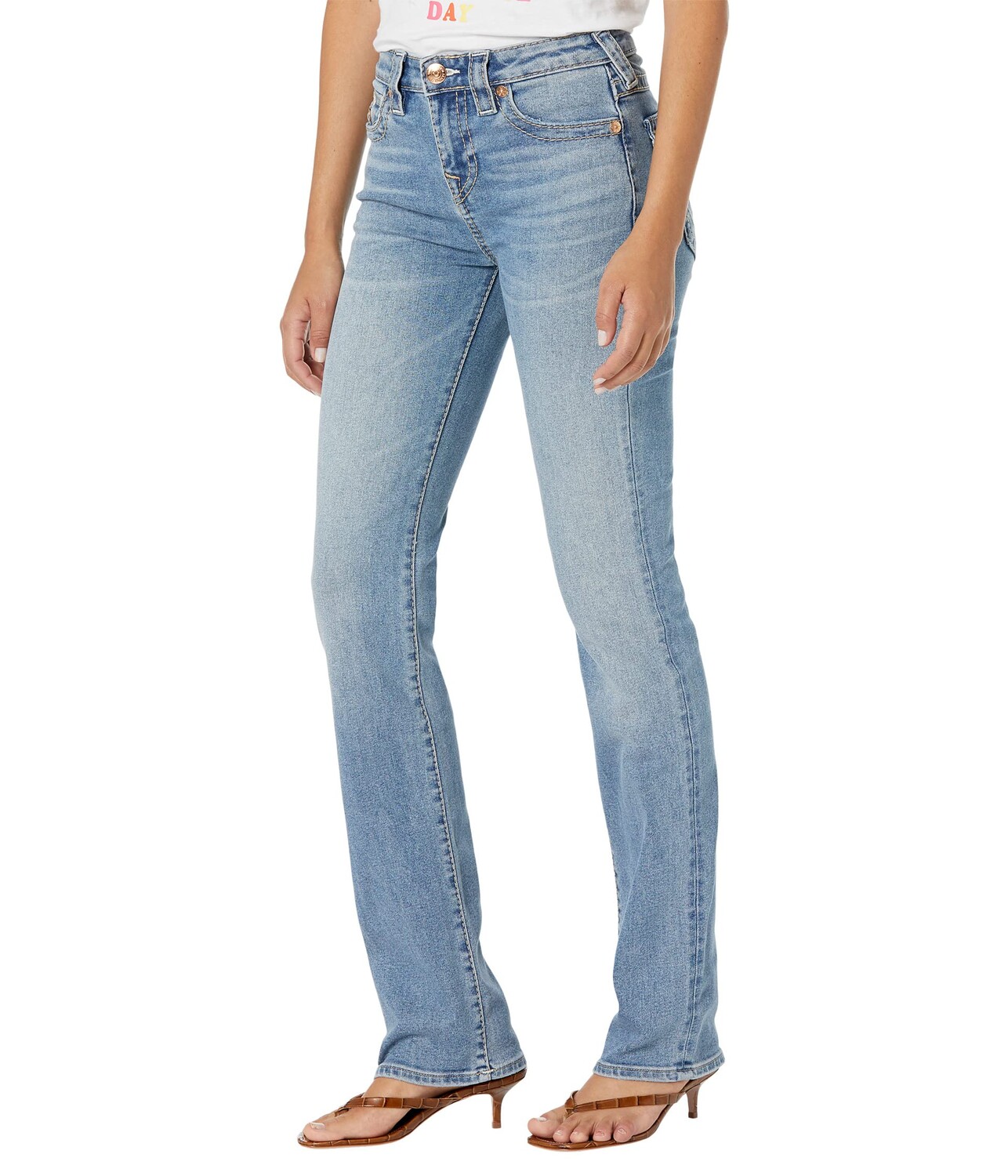 

Джинсы True Religion, Billie Mid-Rise Straight Flap Big T in Peak Spot