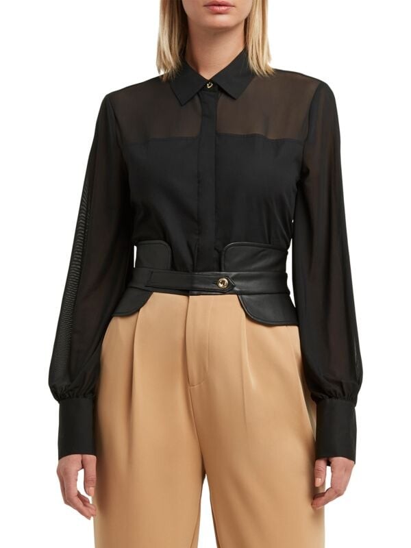 

Рубашка H Halston с однотонной сетчатой ​​вставкой, черный