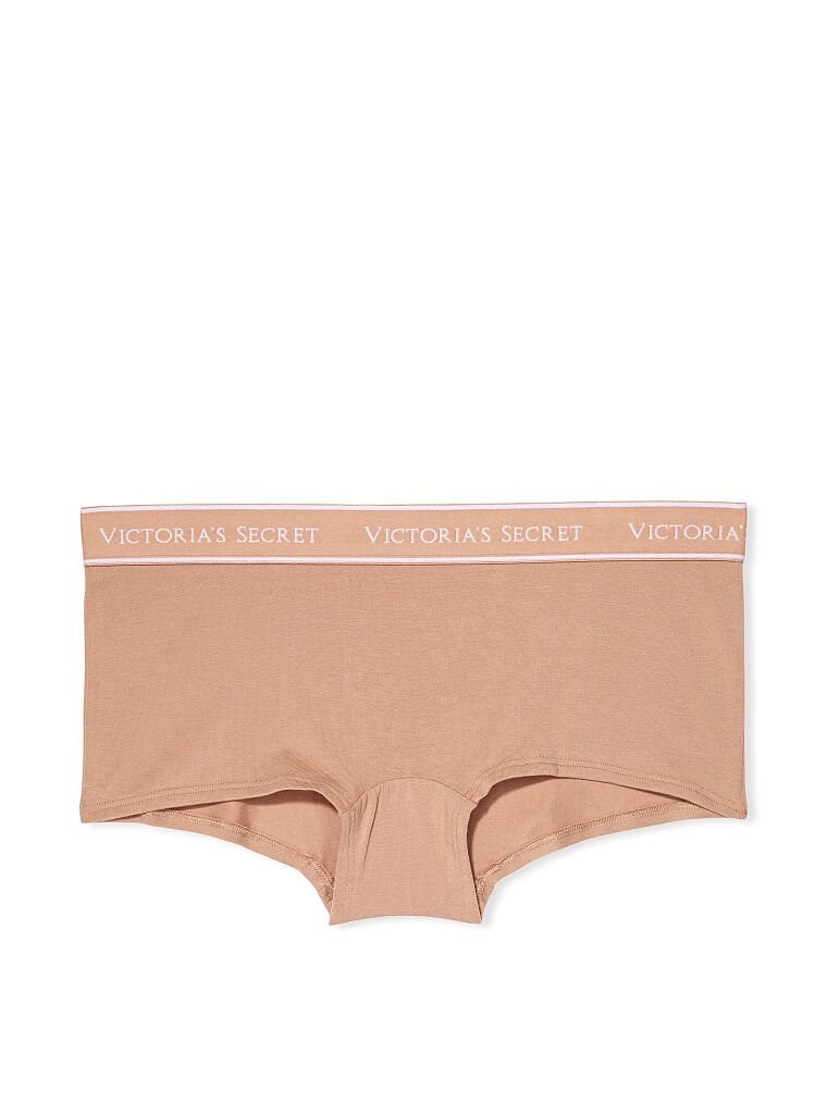

Трусы Victoria's Secret Logo Cotton Boyshort, бежевый