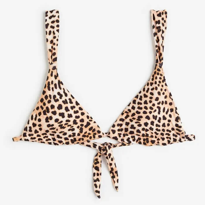 

Лиф H&M Padded Triangle Bikini, бежевый/леопардовый принт