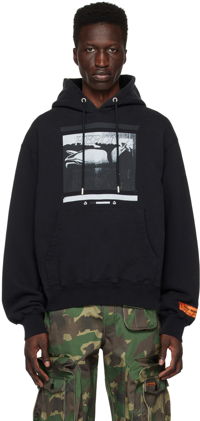 

Черная худи Heron с опечатками Heron Preston