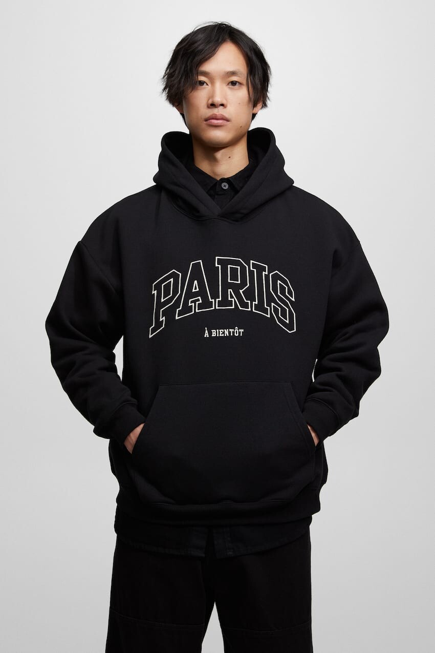 

Худи Paris с вышивкой Pull&Bear, черный