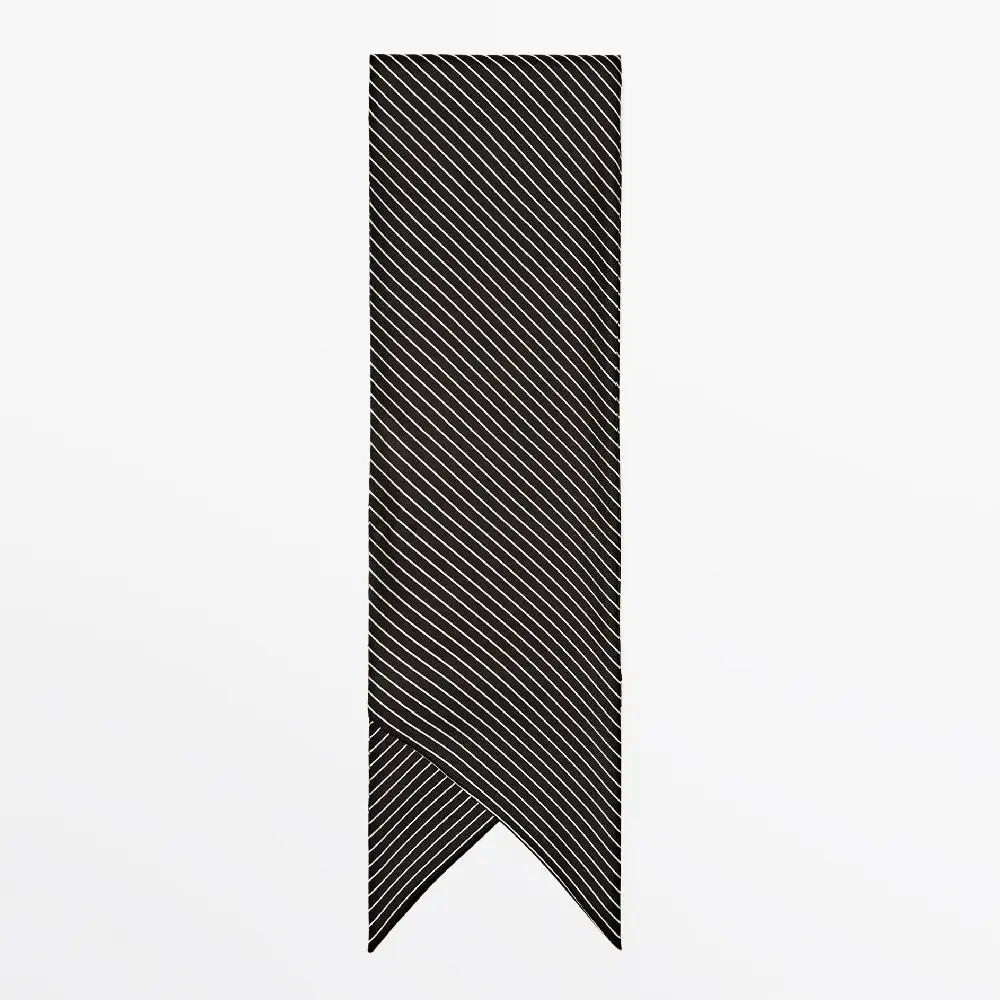 

Платок Massimo Dutti 100% Silk Striped, черный