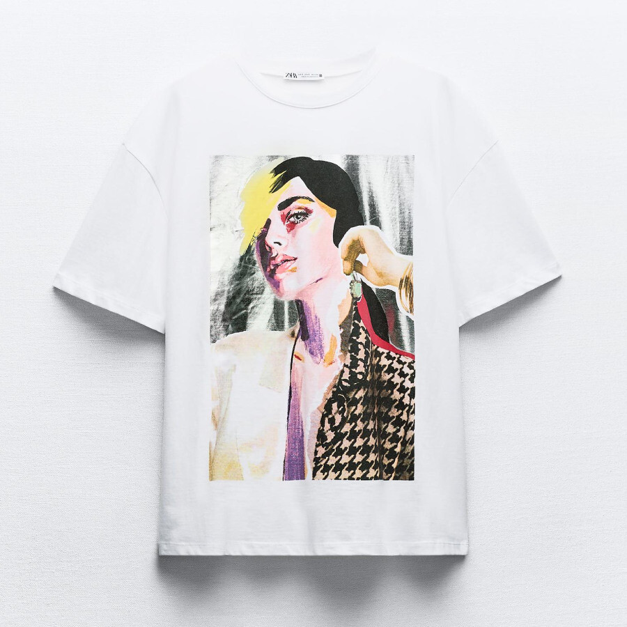 

Футболка Zara Girl Print, белый