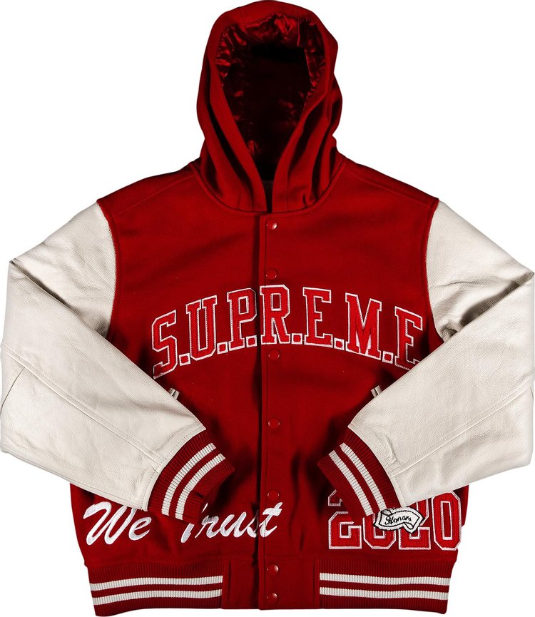 Куртка Supreme King Hooded Varsity Jacket 'Red', красный куртка supreme team varsity jacket red красный
