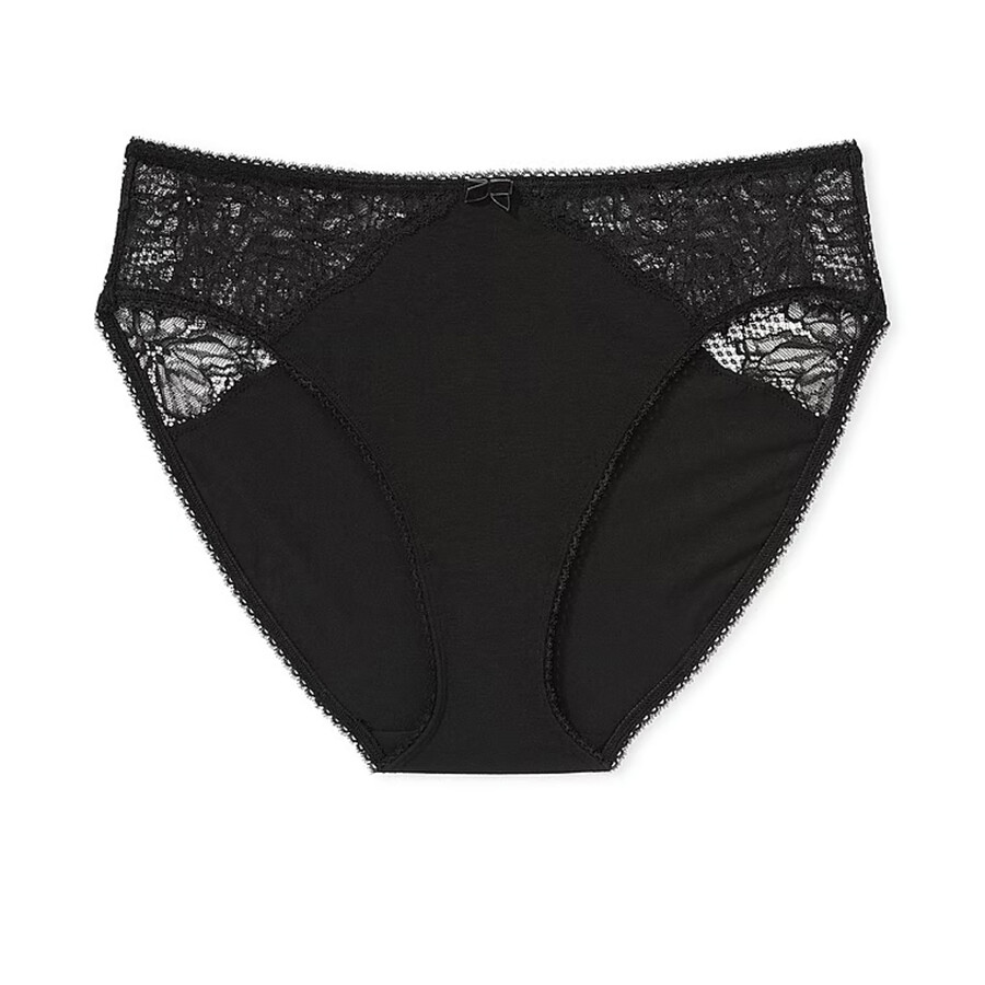 

Трусы Victoria's Secret Stretch Cotton High-Leg Brief Lace Detail, черный